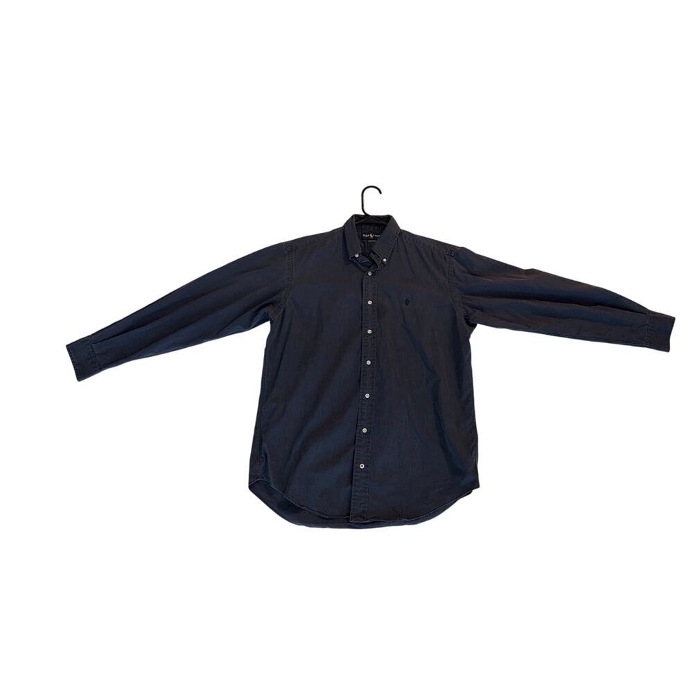 Polo Ralph Lauren Yarmouth Shirt Mens 15.5 34/35 Navy Blue 100% Cotton L/S